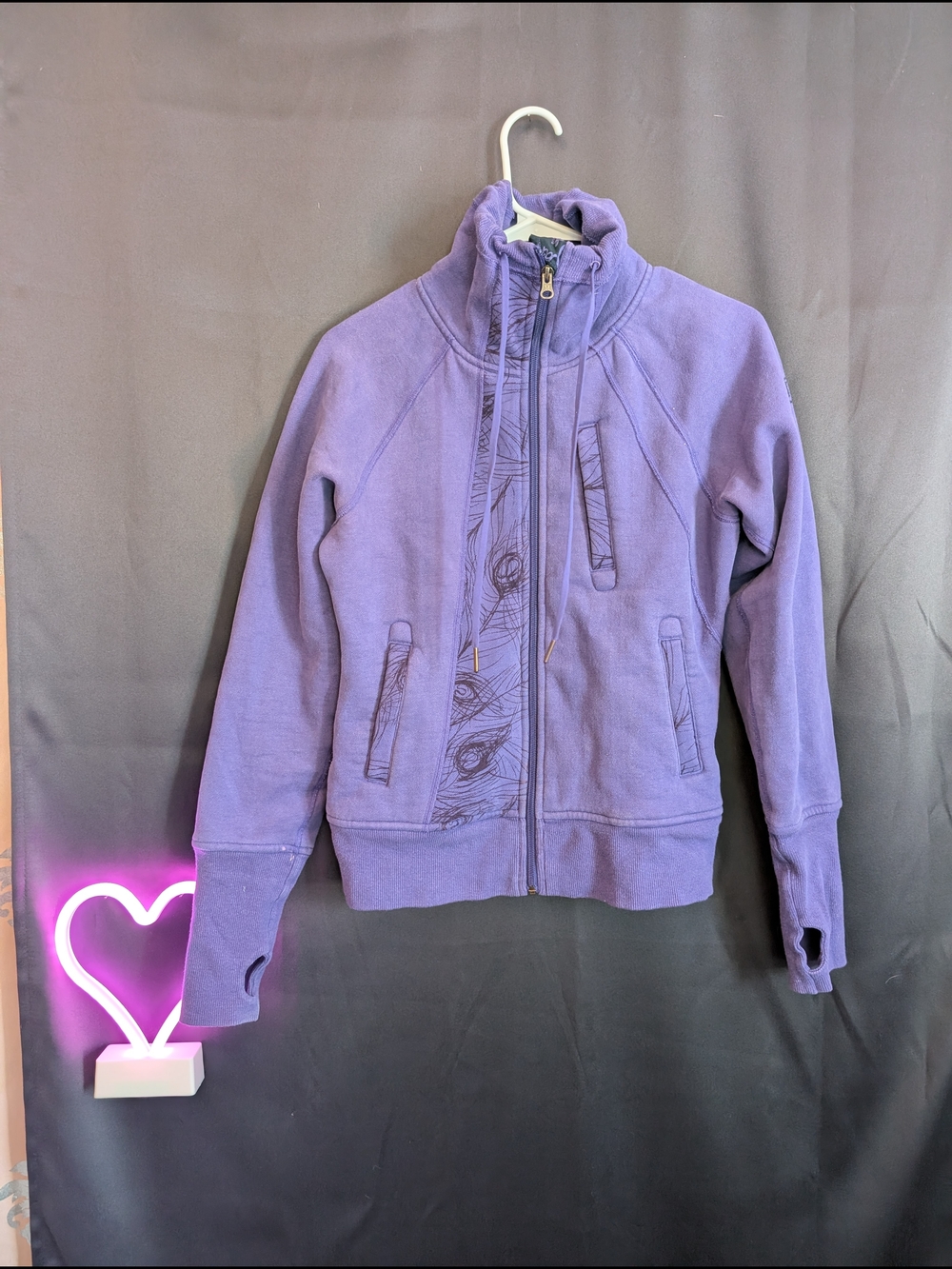 lululemon athletica Vintage Lavender zip-up cowl sweater Purple Small Medium